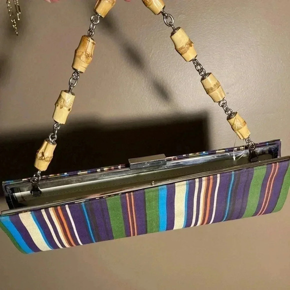 Dune vintage bamboo  strap striped bag - Picture 4 of 4